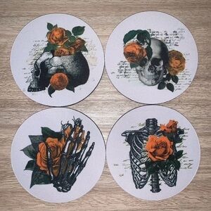 Anatomy bones & yellow roses mug/cup coasters (4 pack) new